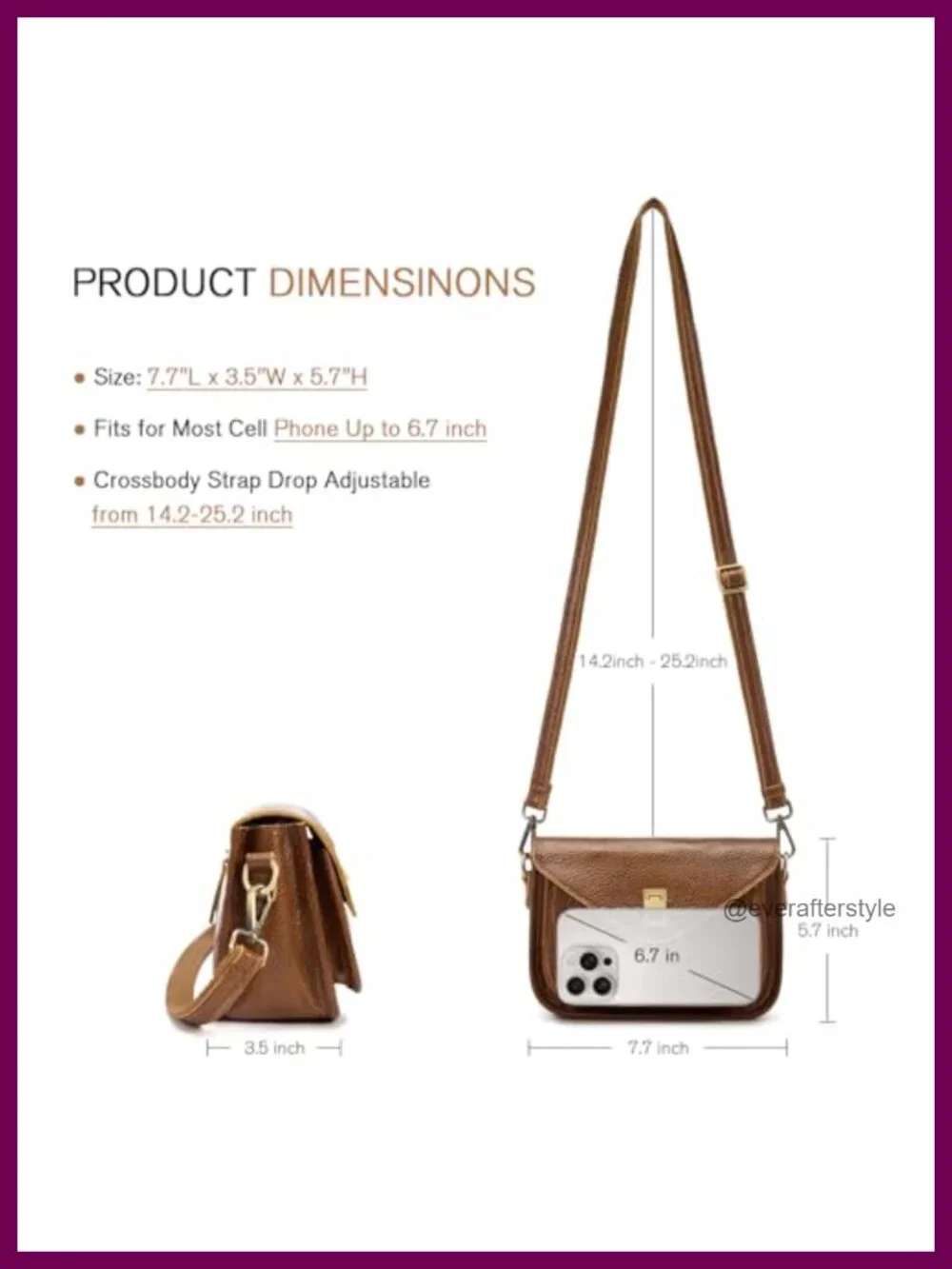Genuine Leather Crossbody Bag Small Purse Multi-Pocket Adjustable Strap